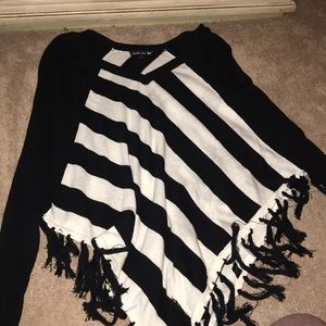 Women’s long sleeve striped poncho